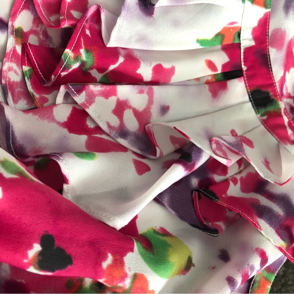 Express Multicolored Ruched Flowy Mini Sundress.  GD142 - Picture 6 of 8